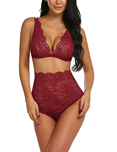 ADOME Sexy Dessous Set BH Dessous Sexy Erotische Lingerie Höhe Taille Reizwäsche Nachtwäsche Unterwäscshe Lace Spitze… – Bild 3