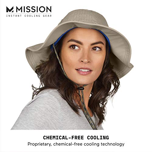 MISSION Cooling Booney Hat UPF 50, 3” Wide Brim, Adjustable Fit, Mesh