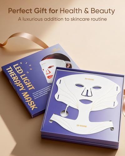 Red Light Therapy Mask for Face and Neck Full Coverage by DON PEREGRINO | FDA Cleared, FSA/HSA Eligible, Medical-grade Silicone, Zero Irritation, Storage Bag, Timer & Intensity Option