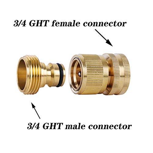 SHOWNEW Garden Hose Quick Connectors, Solid Brass 3/4 inch GHT Thread