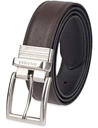Tommy Hilfiger Reversible Leather Belt - Casual for Mens Jeans with Double Sided Strap and Silver Buckle , brown/black, 40