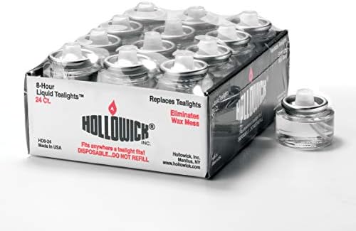 Hollowick 8 Hour Liquid Tealight Disposable Clear Plastic Fuel Cell, Cash and Carry Shelf Packs (24/PK, 12PK per Master Case)