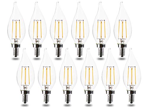CA11 E12 Base 60 Watts Equivalent LED Chandelier Light Bulbs – FLSNT Dimmable LED Candelabra Candle Bulbs, 2700K Soft Warm White – 12 Pack