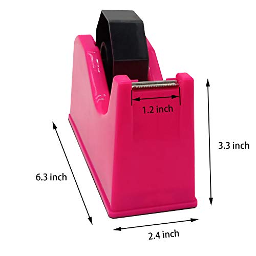 Tape Dispenser,Holder Fits 1" and 3" Core,Desk Heat Tape Dispenser 6.3 x 2.4 x 3.3 Inch,Weighted Non-Skid Base,Easy for One-Handed Dispensing,2-Pack Black