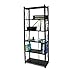 Origami 6-Shelf Bookcase | Open Style, Organizer Deco Rack, Large Book shelf, Tall Bookcase, Living room shelving, Freestanding, No assembly/no tools required, Modern Vertical Furniture | Black