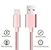 Direct Wire & Cable Nylon USB Lightning Charging Cable for iPhone - Rose Gold - 3 Piece