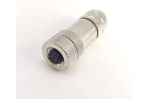 FOWIUNYE M12 8 Pin Female Connector, A Code Shielding Metal Shell Sensor Field Assembly Circular Connector IP67 Straight Type Adapter 60V 4A AC/DC Connector for PG7/PG9