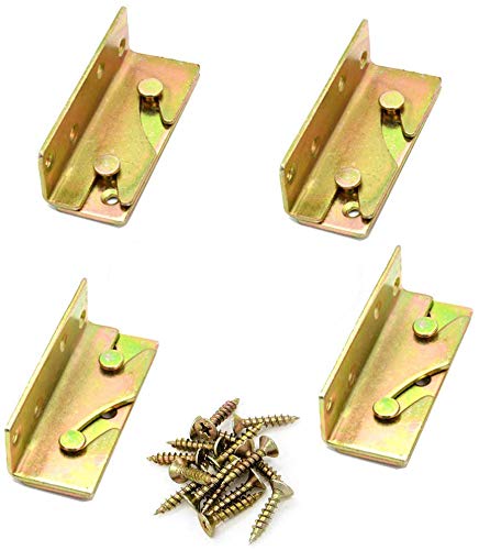 WOWOSS 4 Set Bed Rail Bracket, Heavy Duty Non-Mortise Bed Rail Fittings Wooden Bed Frame Hardware with Screws for Headboards Footboards - Thumbnail 5