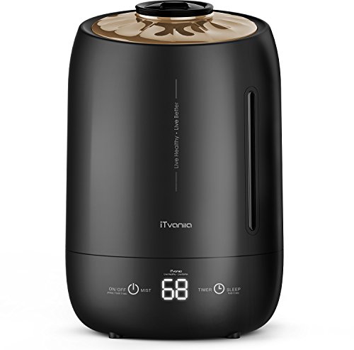 Humidifiers, iTvanila Cool Mist Humidifier, 5liter Ultrasonic Humidifiers for Bedroom, Whisper Quite Ultrasonic Humidifier for Babies with 12hours Timer Setting, Auto Shut-Off, Last More Than 50 Hours