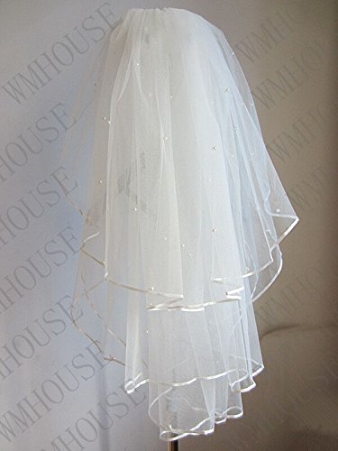 Sunshinesmile 3-tier Wedding Bridal Veil Pearl Veil with Comb