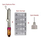 Guapa Atomization Device Needles-Free Pain-Free Anti-Wrinkle Skin Rejuvenation Beauty Machine Adjustable High Pressure Hyaluron Pen (1pc Hyaluron Pen+5pcs 3ml Syringe+1pc Needle)
