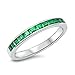 3mm Half Eternity Wedding Engagement Band Ring Princess Cut Simulated Emerald CZ 925 Sterling Silver, Size-6