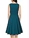 Laksmi Cotton Dress, Solid Basic V Neck A Line Retro Elegant Slim Fit Sleeveless Business Casual Midi Flared Dress,Dark Cyan S