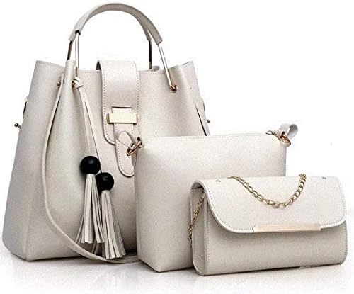 Amazon レディース ショルダーバッグ 通勤バッグ 鞄女性用 3点セット 通勤 ビジネス 入学式 パーティ 結婚式 Ol レザー 3ピース 白 ノーブランド品 ショルダーバッグ