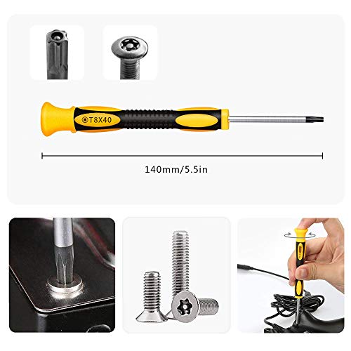 DLseego Torx Screwdriver Sets with T3 T4 T5 T6 T7 T8 T10 Star Screwdrivers, 12 In 1 Stainless Steel Tweezers & Double-headed Crowbar & Suction Cup for Phone/Mac/Computer Repairing
