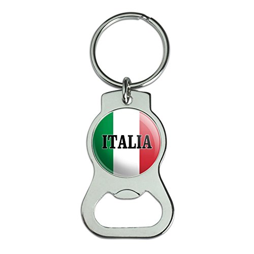 Italia Italy Italian Flag Bottle Cap Opener Keychain Key Ring
