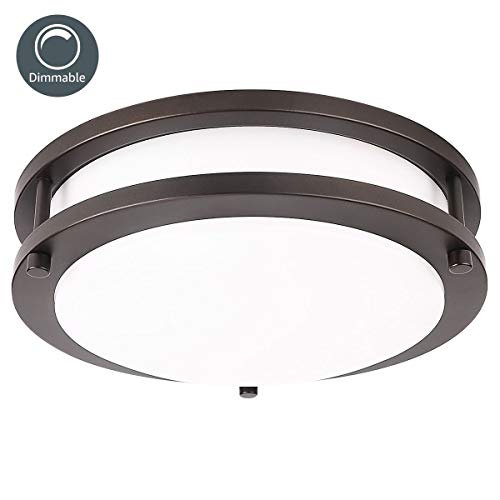 LE LED Flush Mount Ceiling Light, 10.5 inch Oil Runbbed Bronze Ceiling Light Fixture Dimmable, 1200lm 16W (120W Equivalent) Ceiling Lamp for Kitchen, Bedroom, Laundry, Living Room Hallway, 4000K White