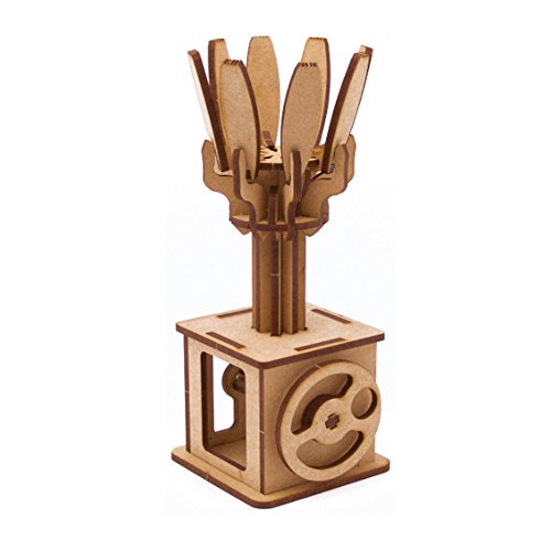 Mize DIY Wooden Automata Assembly Model kits (Moving Flower) Mechanical Puzzles for Kids & Kidults, Home Room Office Interior Decor - Thumbnail 3