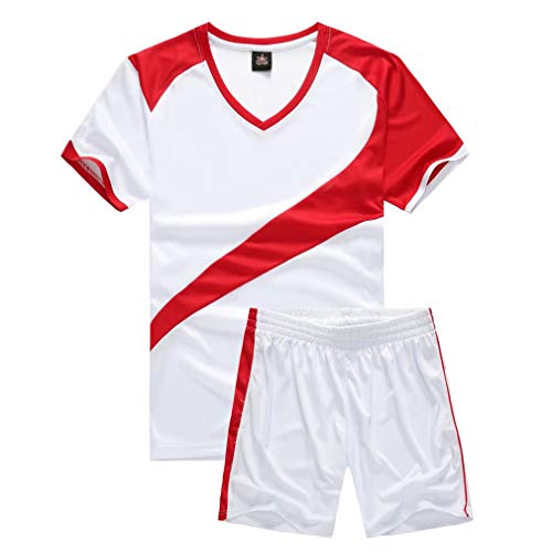 yingfeg bb Soccer Uniforms for Men Soccer Jersey and Shorts Set Jersey Shirts w/Shorts White Size L - Thumbnail 2