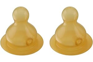 HEVEA Standard Neck Baby Glass Bottle Nipples Medium Flow: Glass Baby Bottle Nipples - Two-Pack - 100% Natural Rubber 3-24 Months
