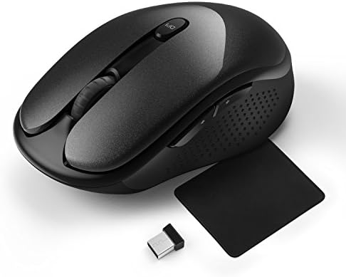Wireless Mouse and Mouse Pad Set, Jelly Comb 2.4G Slim Wireless Mouse Optical Cordless Mouse Pad Set Combo with USB Receiver for Notebook, PC, Laptop, Computer, Macbook (Midnight Black)