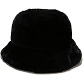 Quanhaigou Winter Faux Fur Bucket Hat,Fuzzy Warm Hat for Women Men, Fluffy Fisherman Cap