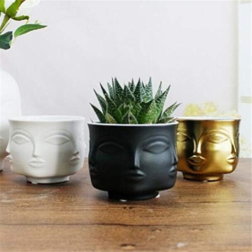 Face Planter - Modern Decorative Flower Pot Multi-Faceted Small Face Flower Pot Nordic Ceramic Small Decorative Vase Gold Black White
