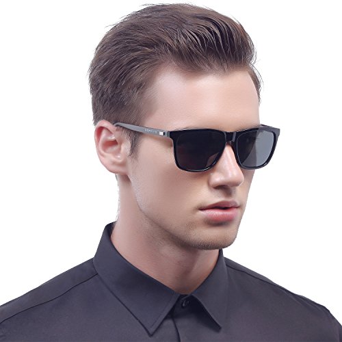 MERRY'S Unisex Polarized Aluminum Sunglasses Vintage Sun Glasses For Men/Women S8286 (Black, 56)