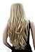 Kalyss 24 Inches Body Wavy Curly Blonde Highlights Synthetic Hair Wigs for Women Side Parting None Lace Front Natural Looking Heat Resistant Replacement Wig Cosplay Hairpiece