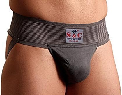 Mens JockStraps Gym Athletic Supporter with Cup Pocket for Mens (Grey, Large)