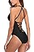 Vegatos Women Sexy Deep Plunge One Piece Swimsuit Lace up Monokini Bathing Suits