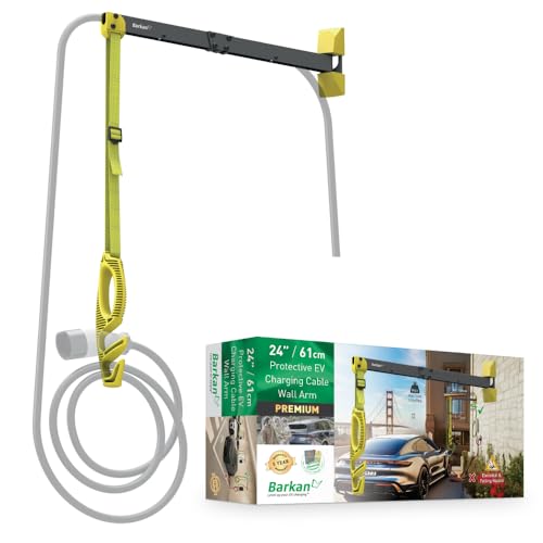 Barkan 61cm Long EV Charging Cable Wall Mount Arm, 5 Year Warranty, Outdoor/Outdoor Weatherproof and Waterproof, for E Car EV/PHEV/Electric Car Cable