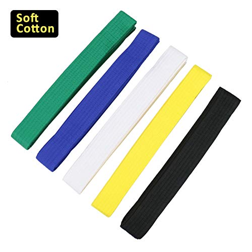 DR.DUDU BJJ White Belt Cotton White Karate Belt with Pure Rank Color, 102 Inches