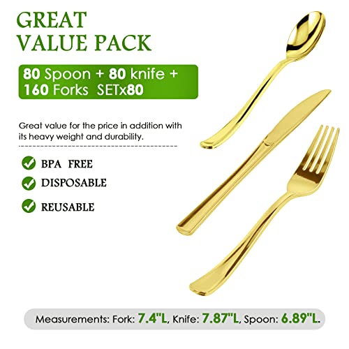 320 Gold Plastic Silverware Set Plastic Cutlery Set Disposable