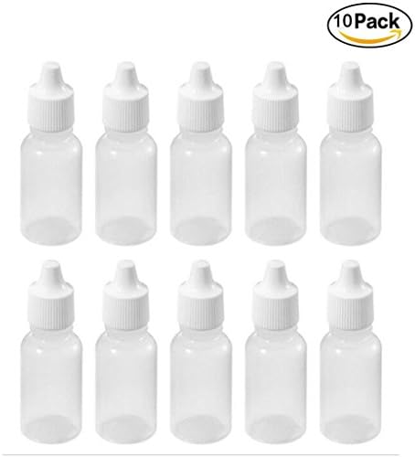 YOUZUO 5ml Plastic Squeezable liquid Refillable Dropper Bottles Empty White Ejuice Bottle Portable Liquid Container Dropping Bottles With Screw Cap (10 Packs)