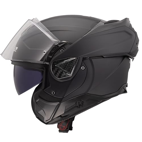 LS2 Advant II FF910. Motorcycle Helmet. Modular Flip Front. KPA + Carbon Components. Pinlock and Carry Backpack Included. Matt Black. S