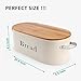 SveBake Bread Box for Kitchen Counter Vintage & Retro Metal Bread Bin with Bamboo Lid and Handle, Cream (Included a Free PDF Baking E-BOOK)