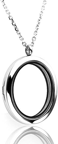 JOVIVI® Oval Floating Charm Memory Locket Necklace - 316 Surgical Steel Magnetic Closure