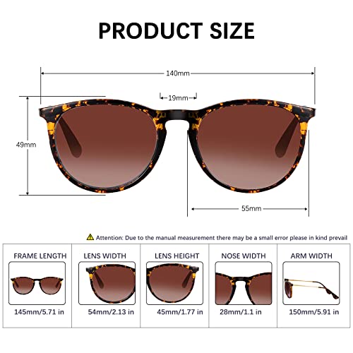 VIYSIOO Sunglasses for Women Men，Womens Vintage Sunglasses Trendy Round Classic Retro Mirrored Polarized Sun glasses