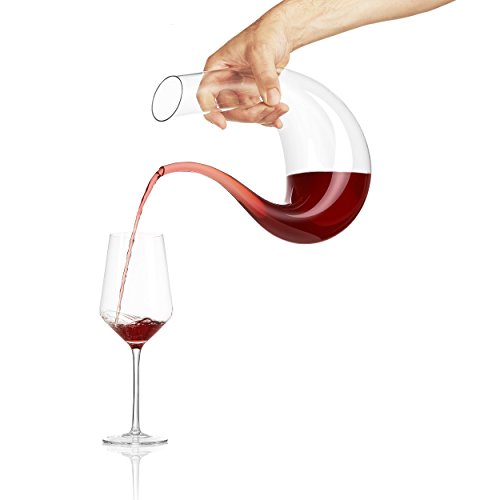 Miko Wine Decanter Aerator, Hand Blown Lead Free Crystal Clear Wine Carafe, U-Shape (Imperial)