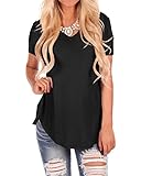 WFTBDREAM Womens Short Sleeve T Shirt Tunic Tops V Neck Basic Blouse Shirts Tees Black M