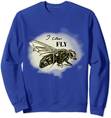 Unisex I Can Fly Cool Graphic Insect Sweatshirt Funny For Pilots Large Royal Blue