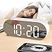 WulaWindy Alarm Clock Digital Mirror Surface Dimmer Large LED Display with Dual USB Charger Ports Snooze Sleep Timer for Bedroom Decor (White & Orange)
