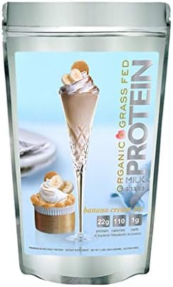 New: Protein Milkshake Organic Protein Powder - Banana Cream Pie - Low Carb, Keto (22g Protein, 3g Net Carb, 5g Fiber, 110 Cal), Naturally Sweetened - 1 Pound,15 Servings
