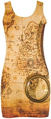 Women's Vintage Old World Map Polyester Casual Vest Dress