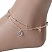 Udobuy®Sexy Gold Double Chain Rose Crystal Anklet Bracelet Ankle Foot Jewelry Barefoot Beach Anklet