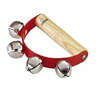 Nino Percussion NINO962 Handheld Sleigh Bells with Wooden Grip, Red
