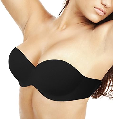 YICHAOYILIANG U Shape Plunge Bra Strapless Backless Push up Self Adhesive Bras (B, 04black)