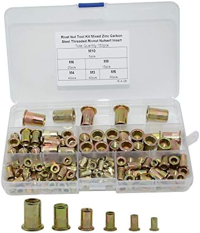 HZ150-6 Rivet Nuts 150 pcs Rivet Nuts Blind Rivet Nuts Rivet Assortment Set M3 M4 M5 M6 M8 M10 (150pcs 6 in 1)