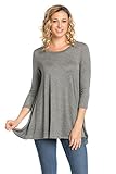 Frumos Womens Tunic Top For Leggings Round Neck T Shirts LA-HGREY-2 Tone 3X-Large